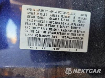 Zdjęcie 12 z 12 samochodu: 2009 HONDA FIT SPORT VIN:JHMGE88409S013109 - miniatura