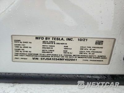 Zdjęcie 12 z 12 samochodu: 2021 TESLA MODEL S VIN:5YJSA1E54MF452041 - miniatura