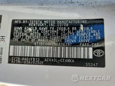 Zdjęcie 12 z 12 samochodu: 2009 TOYOTA CAMRY BASE VIN:4T1BE46K29U816297 - miniatura