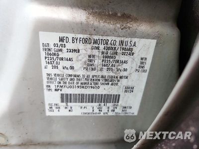 Zdjęcie 13 z 13 samochodu: 2003 FORD ESCAPE XLT VIN:1FMYU03193KD19610 - miniatura