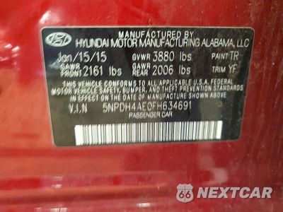 Zdjęcie 12 z 12 samochodu: 2015 HYUNDAI ELANTRA SE VIN:5NPDH4AE0FH634691 - miniatura