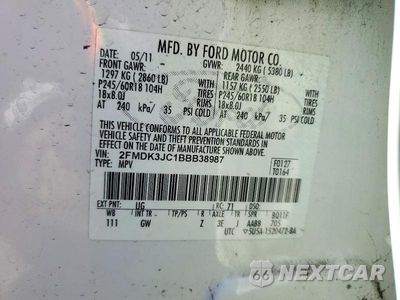 Zdjęcie 12 z 12 samochodu: 2011 FORD EDGE SEL VIN:2FMDK3JC1BBB38987 - miniatura