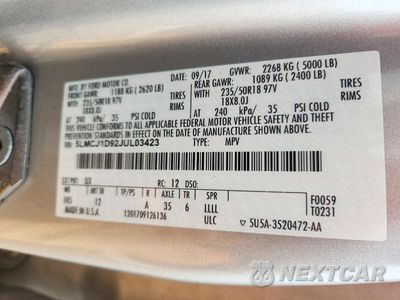 Zdjęcie 14 z 14 samochodu: 2018 LINCOLN MKC PREMIERE VIN:5LMCJ1D92JUL03423 - miniatura