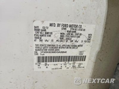Zdjęcie 13 z 13 samochodu: 2013 FORD EXPLORER XLT VIN:1FM5K8D88DGA26840 - miniatura