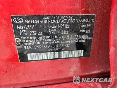 Zdjęcie 12 z 12 samochodu: 2017 HYUNDAI SONATA SPORT VIN:5NPE34AF0HH581232 - miniatura