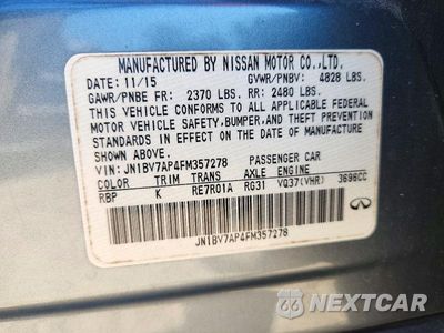 Zdjęcie 13 z 13 samochodu: 2015 INFINITI Q50 PREMIUM VIN:JN1BV7AP4FM357278 - miniatura
