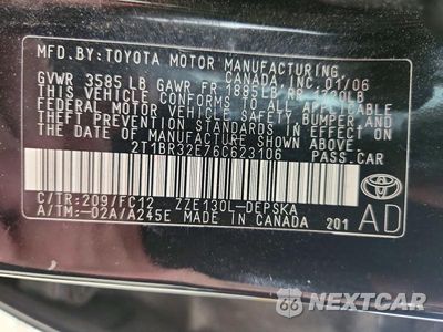 Zdjęcie 12 z 12 samochodu: 2006 TOYOTA COROLLA S VIN:2T1BR32E76C623106 - miniatura