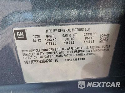 Zdjęcie 12 z 12 samochodu: 2012 CHEVROLET SONIC LT VIN:1G1JC5SH3C4207676 - miniatura