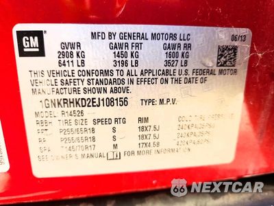 Zdjęcie 13 z 13 samochodu: 2014 CHEVROLET TRAVERSE LT VIN:1GNKRHKD2EJ108156 - miniatura