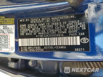 Zdjęcie 12 z 12 samochodu: 2005 TOYOTA CAMRY LE VIN:4T1BE32K25U026914 - miniatura