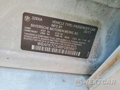 Zdjęcie 12 z 12 samochodu: 2011 BMW 3 SERIES VIN:WBAPK7C54BF085687 - miniatura