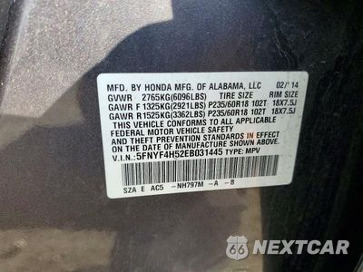 Zdjęcie 13 z 13 samochodu: 2014 HONDA PILOT EXL VIN:5FNYF4H52EB031445 - miniatura