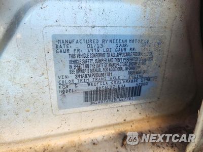 Zdjęcie 13 z 13 samochodu: 2013 NISSAN SENTRA S VIN:3N1AB7AP2DL667781 - miniatura