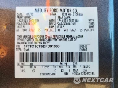 Zdjęcie 13 z 13 samochodu: 2013 FORD F150 SUPER CAB VIN:1FTFX1CF6DFD01080 - miniatura