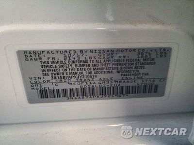 Zdjęcie 12 z 12 samochodu: 2018 NISSAN SENTRA S VIN:3N1AB7APXJY219674 - miniatura