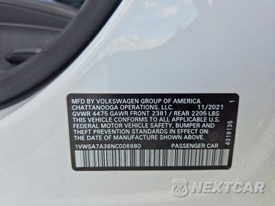 Zdjęcie 12 z 12 samochodu: 2022 VOLKSWAGEN PASSAT SE VIN:1VWSA7A38NC006980 - miniatura