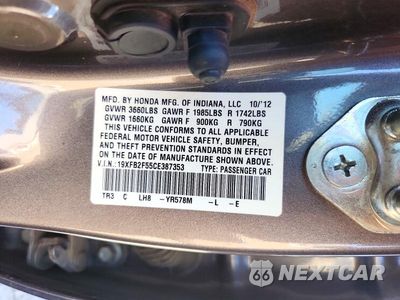 Zdjęcie 12 z 12 samochodu: 2012 HONDA CIVIC LX VIN:19XFB2F55CE387353 - miniatura