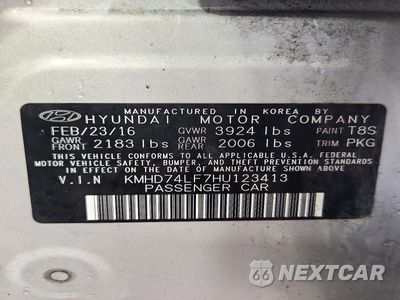 Zdjęcie 12 z 12 samochodu: 2017 HYUNDAI ELANTRA SE VIN:KMHD74LF7HU123413 - miniatura