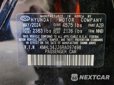 Zdjęcie 12 z 12 samochodu: 2024 HYUNDAI SONATA HYBRID SEL VIN:KMHL34JJ6RA097498 - miniatura