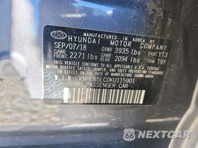 Zdjęcie 12 z 12 samochodu: 2019 HYUNDAI IONIQ BLUE VIN:KMHC65LC0KU115901 - miniatura