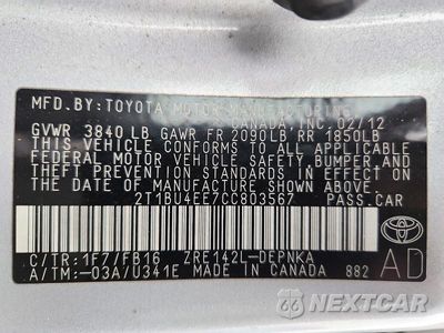 Zdjęcie 13 z 13 samochodu: 2012 TOYOTA COROLLA LE VIN:2T1BU4EE7CC803567 - miniatura