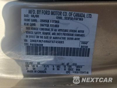 Zdjęcie 12 z 12 samochodu: 2000 MERCURY GRAND MARQUIS GS VIN:2MEFM74W6YX745885 - miniatura