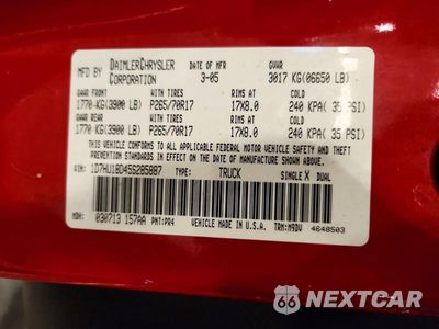 Zdjęcie 12 z 12 samochodu: 2005 DODGE RAM 1500 ST VIN:1D7HU18D45S285887 - miniatura