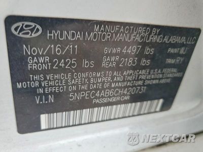Zdjęcie 12 z 12 samochodu: 2012 HYUNDAI SONATA SE 2.0T VIN:5NPEC4AB6CH420731 - miniatura