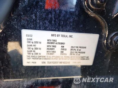 Zdjęcie 12 z 12 samochodu: 2022 TESLA MODEL Y VIN:7SAYGDEF1NF403340 - miniatura