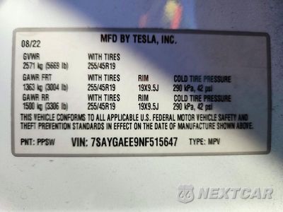 Zdjęcie 12 z 12 samochodu: 2022 TESLA MODEL Y VIN:7SAYGAEE9NF515647 - miniatura