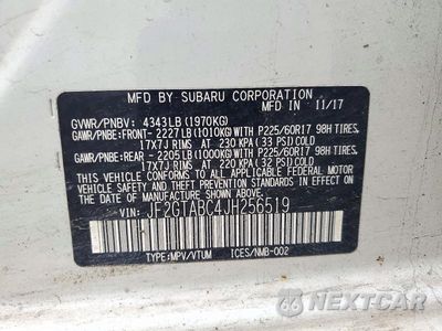 Zdjęcie 12 z 12 samochodu: 2018 SUBARU CROSSTREK PREMIUM VIN:JF2GTABC4JH256519 - miniatura