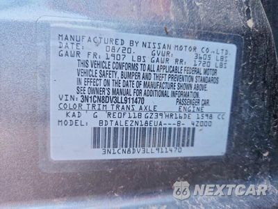 Zdjęcie 12 z 12 samochodu: 2020 NISSAN VERSA S VIN:3N1CN8DV3LL911470 - miniatura
