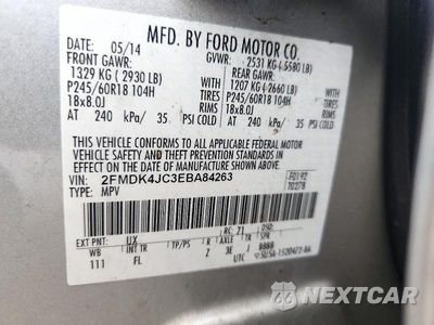 Zdjęcie 13 z 13 samochodu: 2014 FORD EDGE SEL VIN:2FMDK4JC3EBA84263 - miniatura