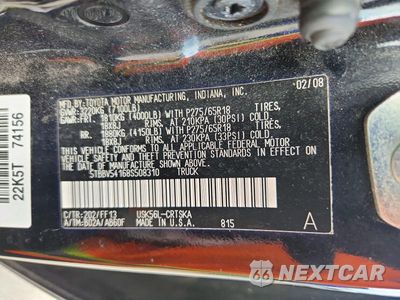 Zdjęcie 12 z 12 samochodu: 2008 TOYOTA TUNDRA SR5 VIN:5TBBV54168S508310 - miniatura