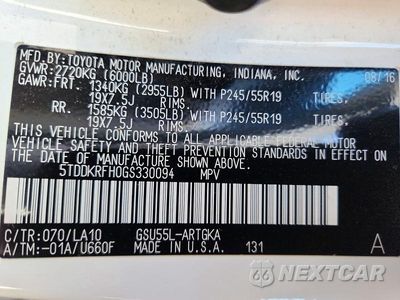 Zdjęcie 13 z 13 samochodu: 2016 TOYOTA HIGHLANDER LIMITED VIN:5TDDKRFH0GS330094 - miniatura
