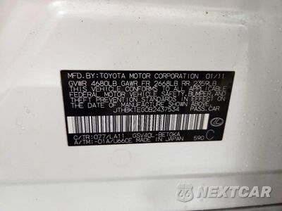 Zdjęcie 13 z 13 samochodu: 2011 LEXUS ES 350 VIN:JTHBK1EG0B2437534 - miniatura