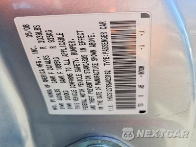 Zdjęcie 12 z 12 samochodu: 2008 HONDA ACCORD EX VIN:1HGCS12798A023162 - miniatura