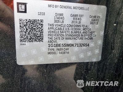 Zdjęcie 13 z 13 samochodu: 2019 CHEVROLET CRUZE LT VIN:1G1BE5SM0K7132654 - miniatura