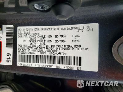 Zdjęcie 12 z 12 samochodu: 2019 TOYOTA TACOMA TRD OFF-ROAD VIN:3TMDZ5BN1KM068031 - miniatura