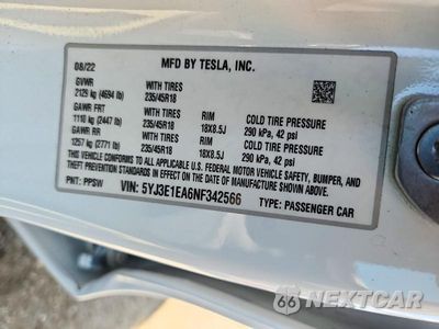 Zdjęcie 12 z 12 samochodu: 2022 TESLA MODEL 3 VIN:5YJ3E1EA6NF342566 - miniatura