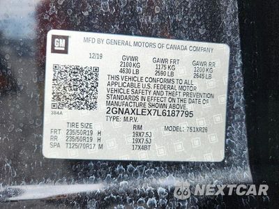 Zdjęcie 12 z 12 samochodu: 2020 CHEVROLET EQUINOX LT VIN:2GNAXLEX7L6187795 - miniatura