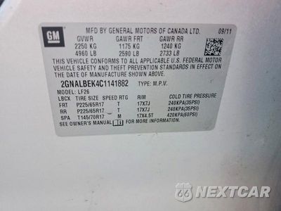 Zdjęcie 13 z 13 samochodu: 2012 CHEVROLET EQUINOX LS VIN:2GNALBEK4C1141882 - miniatura