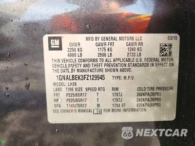 Zdjęcie 13 z 13 samochodu: 2015 CHEVROLET EQUINOX LT VIN:1GNALBEK3FZ129945 - miniatura