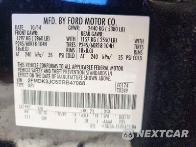 Zdjęcie 13 z 13 samochodu: 2014 FORD EDGE SEL VIN:2FMDK3JC6EBB47088 - miniatura