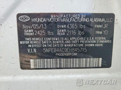 Zdjęcie 12 z 12 samochodu: 2014 HYUNDAI SONATA GLS VIN:5NPEB4AC9EH845715 - miniatura
