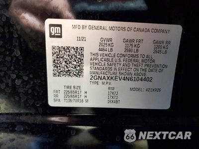 Zdjęcie 13 z 13 samochodu: 2022 CHEVROLET EQUINOX LT VIN:2GNAXKEV4N6104402 - miniatura