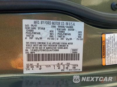 Zdjęcie 13 z 13 samochodu: 2002 FORD EXPLORER LIMITED VIN:1FMZU75W52UA75088 - miniatura