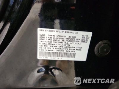Zdjęcie 12 z 12 samochodu: 2019 HONDA PASSPORT SPORT VIN:5FNYF8H21KB026214 - miniatura