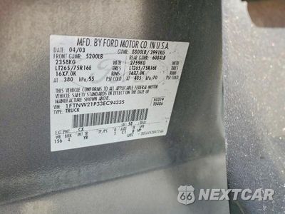 Zdjęcie 12 z 12 samochodu: 2003 FORD F250 SUPER DUTY VIN:1FTNW21P33EC94335 - miniatura