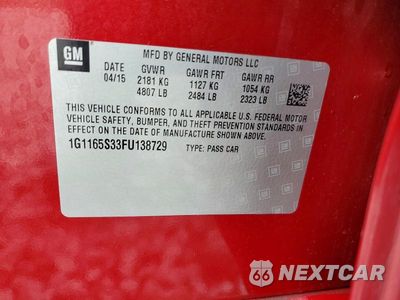 Zdjęcie 13 z 13 samochodu: 2015 CHEVROLET IMPALA LTZ VIN:1G1165S33FU138729 - miniatura